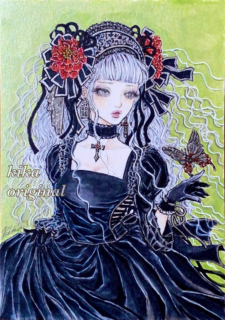 「偲はゆ」崎山キカ アナログ原画オリジナルイラスト・約2Lサイズ