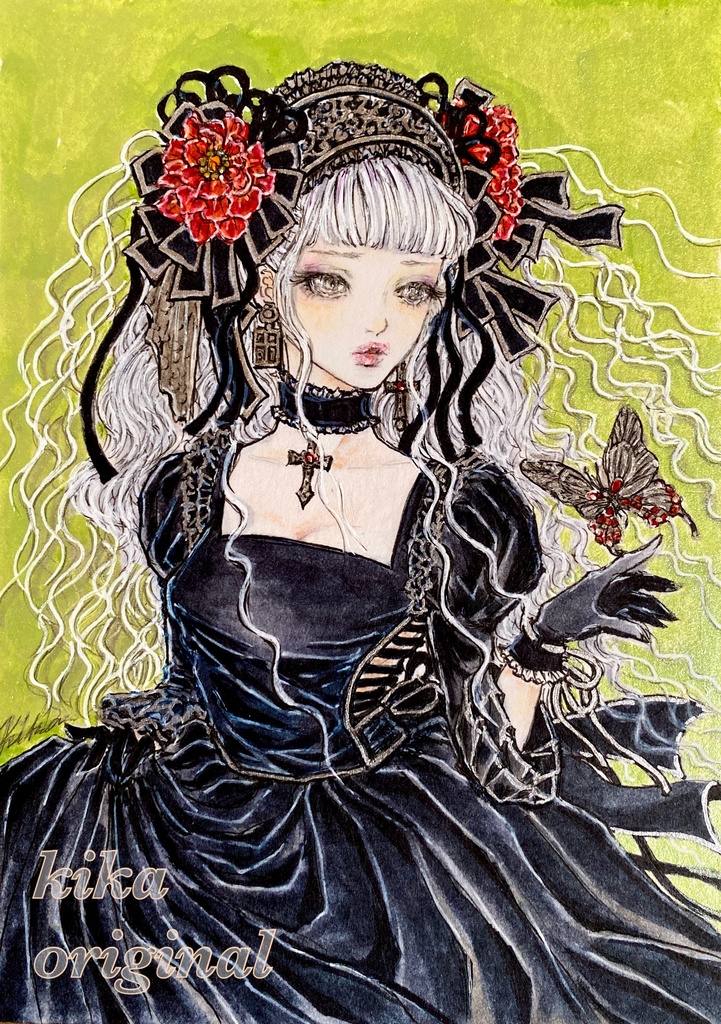 「偲はゆ」崎山キカ アナログ原画オリジナルイラスト・約2Lサイズ