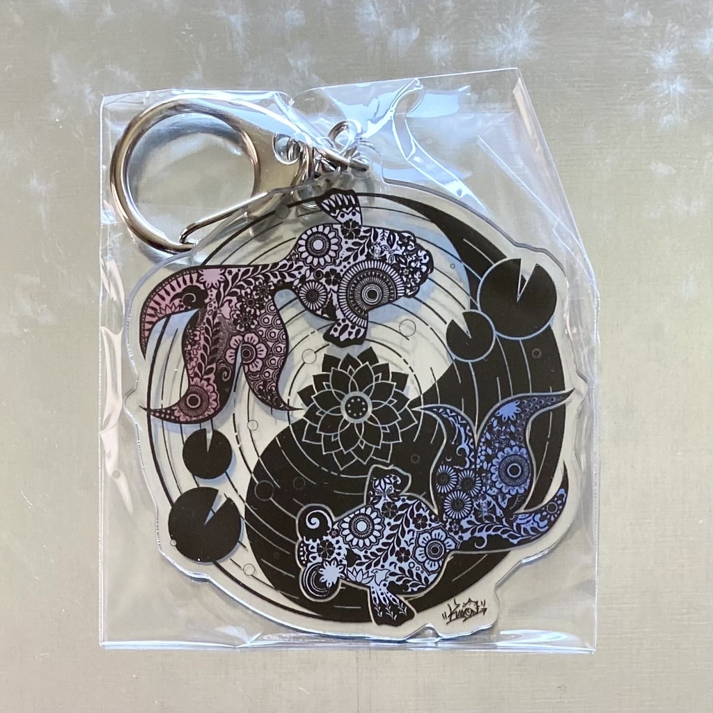 トライバル風 アクリルキーホルダー【猫】【狼】【狐】【蛇】【金魚】