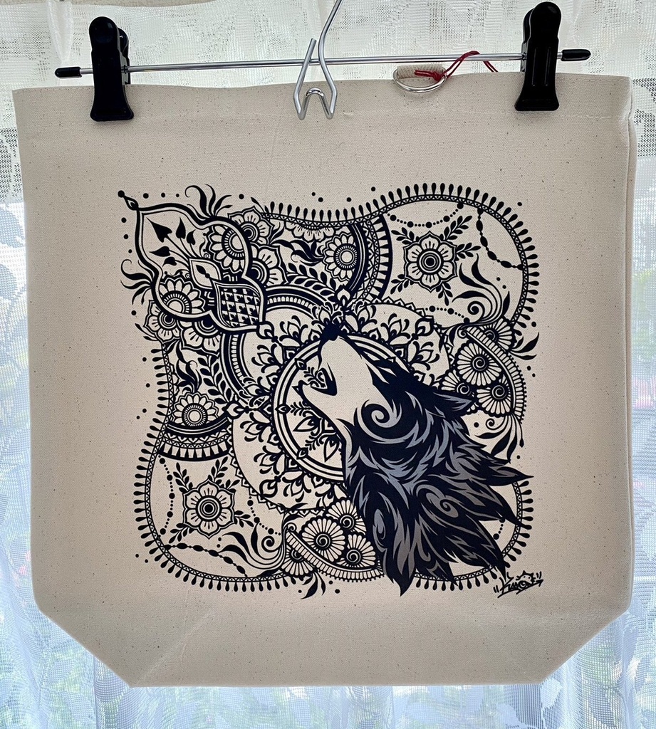 トライバル風トートバッグ【狼・猫】