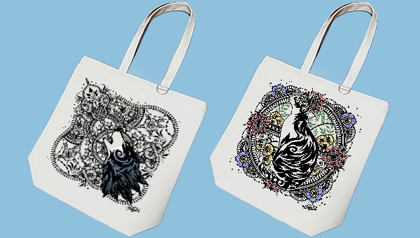 トライバル風トートバッグ【狼・猫】