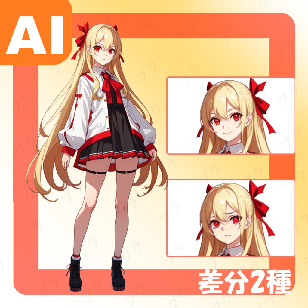 【AI立ち絵】金髪赤リボンの少女