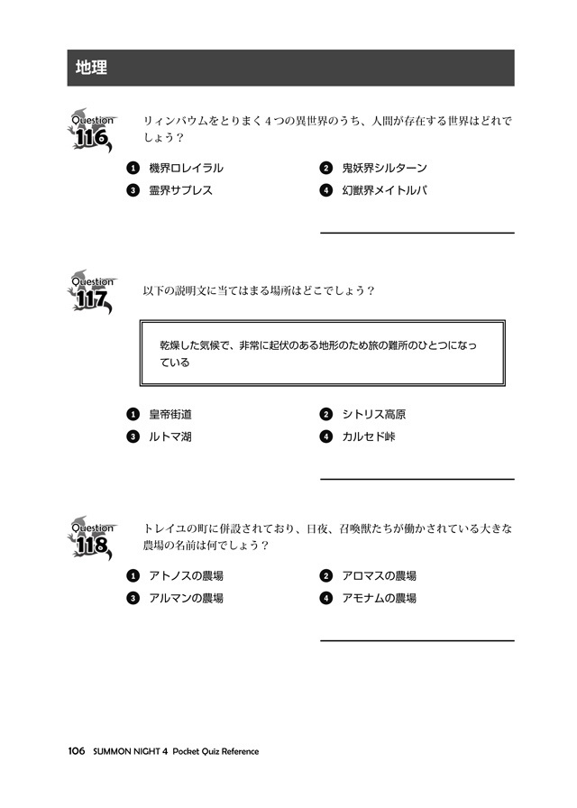 サモンナイト4 非公式問題集(SUMMON NIGHT 4 Pocket Quiz Reference)