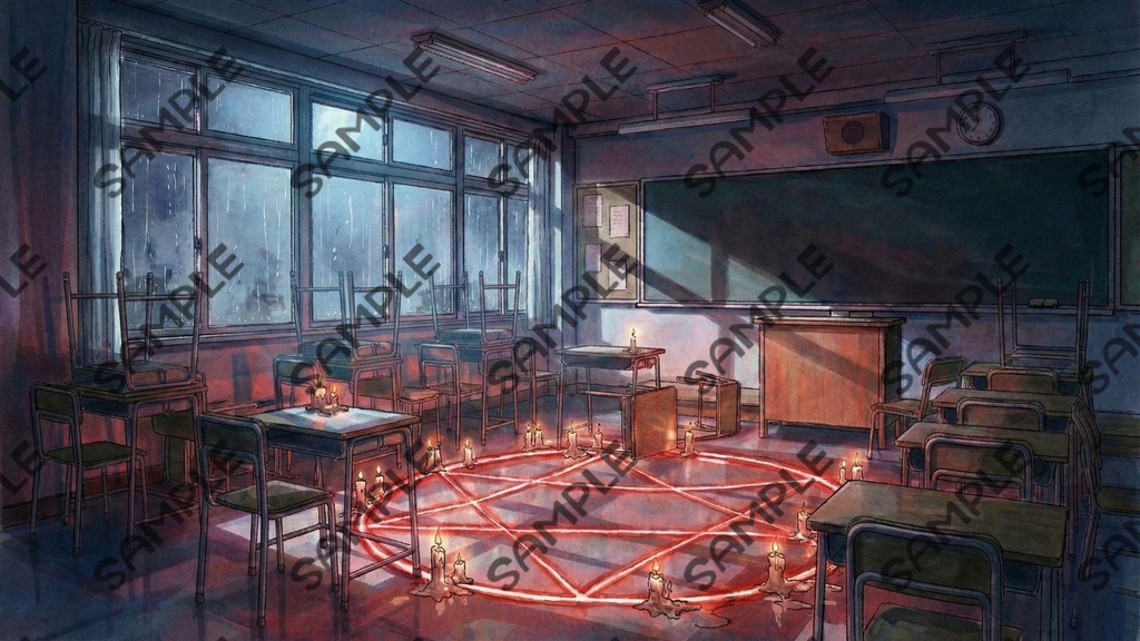 【TRPG・ゲーム背景素材】水彩画風 廃校・学校ホラー39枚セット