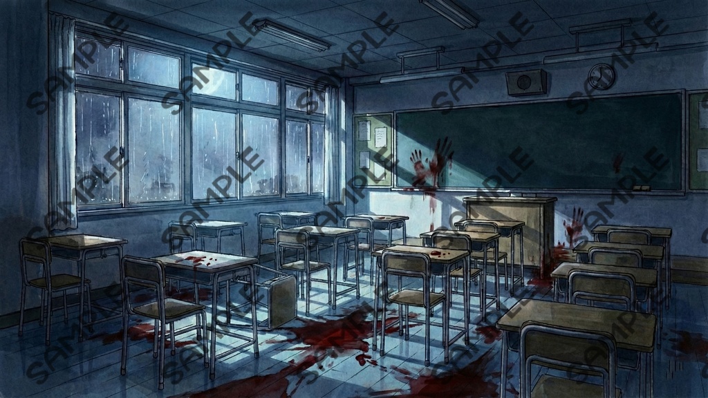 【TRPG・ゲーム背景素材】水彩画風 廃校・学校ホラー39枚セット