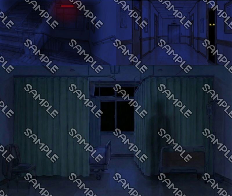 【TRPG&ゲーム背景素材】総合病院 基本セット107枚(昼夕夜雨霧・破壊・異界etc)