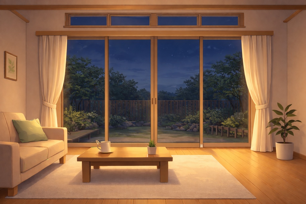 Anime Living Room Background Pack Morning / Day / Sunset / Night