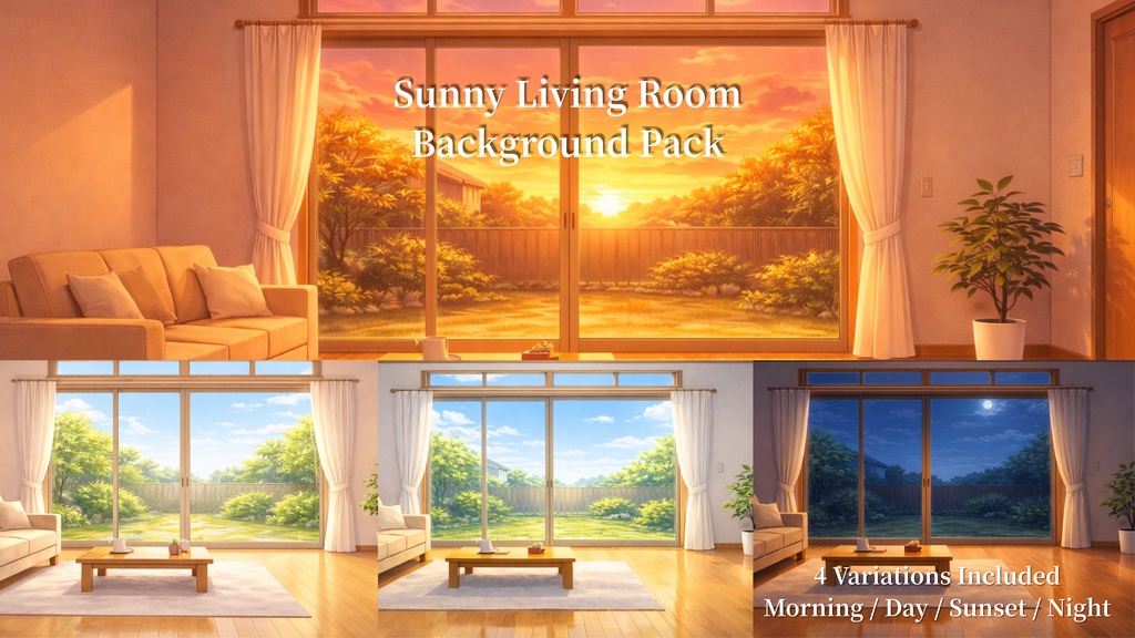 Sunny Living Room Background Pack【4 Variations / Anime Background】