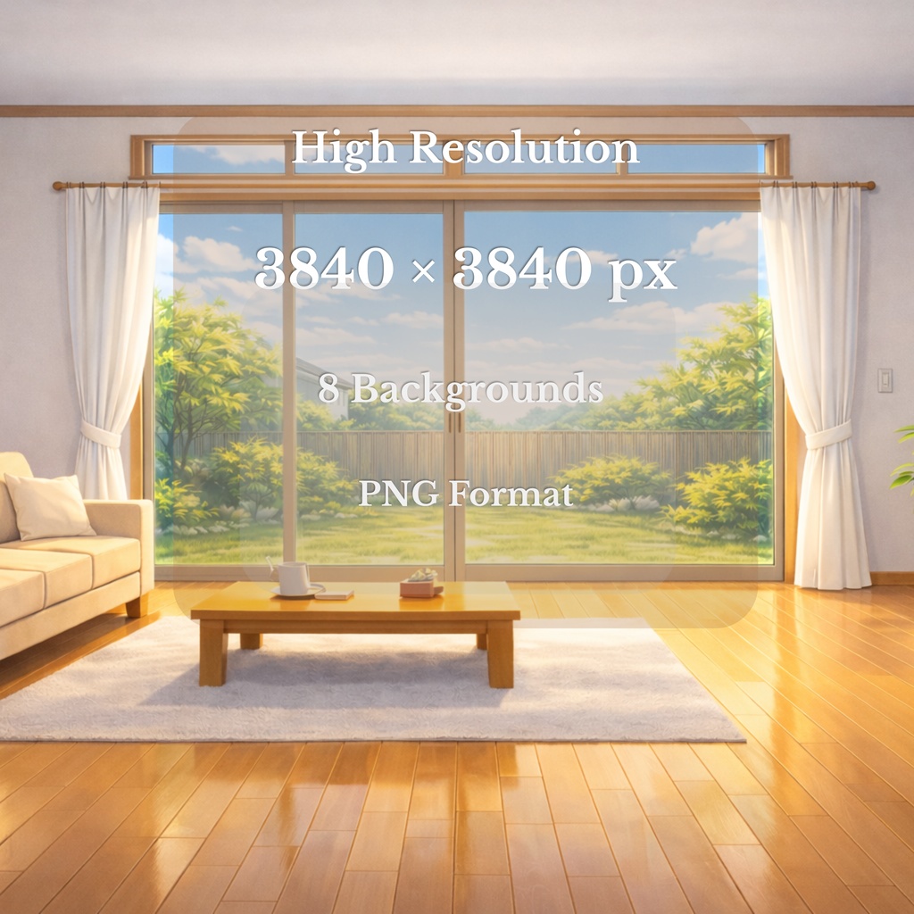 Sunny & Rainy Living Room Background Pack (8 Variations)