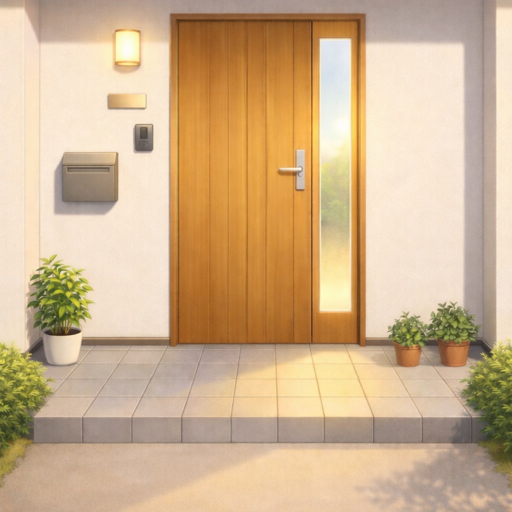 Anime Style Japanese Entrance Exterior Background Set