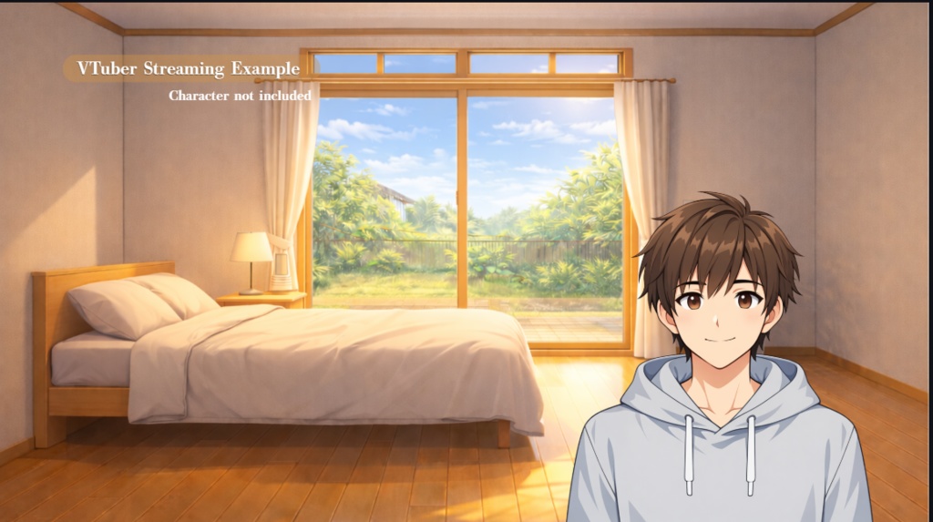 アニメ背景素材|Japanese Bedroom|6差分(朝・昼・夕・夜・曇り・雨)高解像度PNG