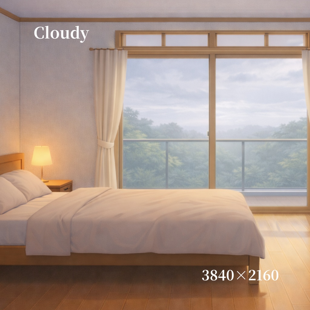 日本の寝室背景素材セット ‐朝から夜まで選べる6差分‐