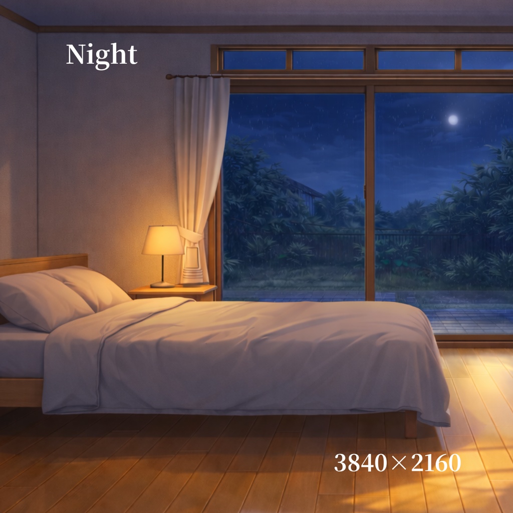 日本の寝室背景素材セット ‐朝から夜まで選べる6差分‐