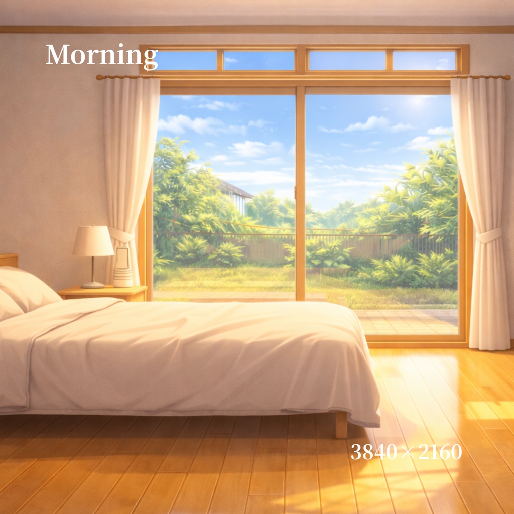 日本の寝室背景素材セット ‐朝から夜まで選べる6差分‐