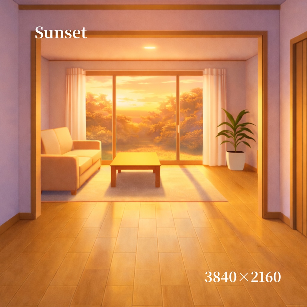 【選べる全8種】廊下とリビング背景素材セット ‐光が繋ぐ日常の動線‐