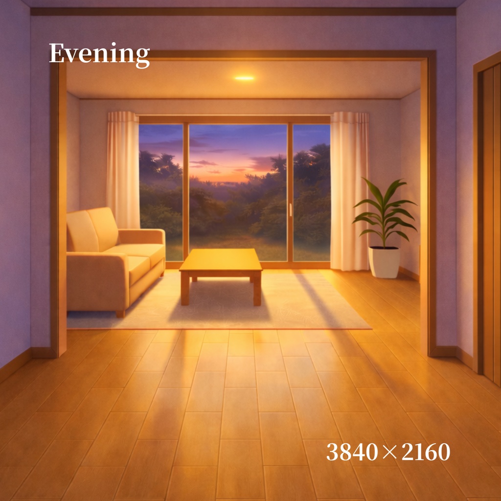 【選べる全8種】廊下とリビング背景素材セット ‐光が繋ぐ日常の動線‐