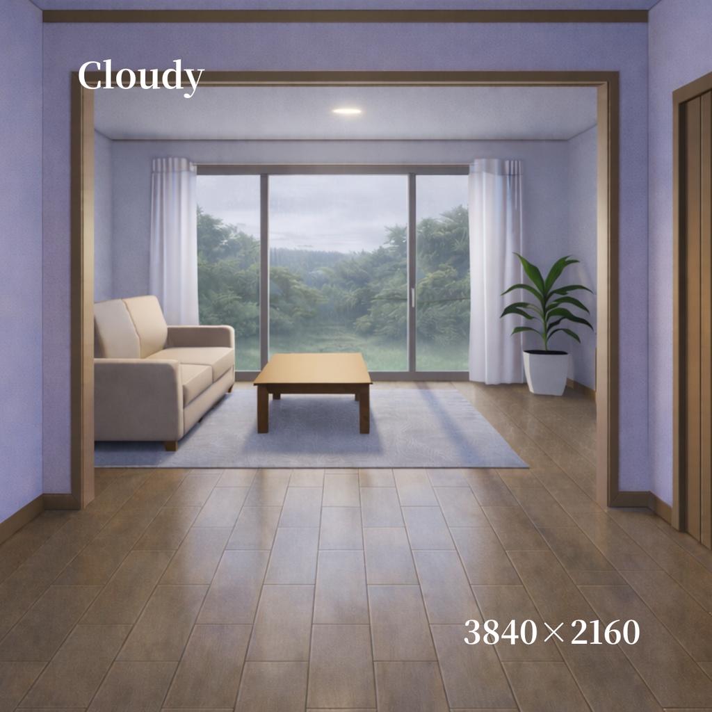 【選べる全8種】廊下とリビング背景素材セット ‐光が繋ぐ日常の動線‐