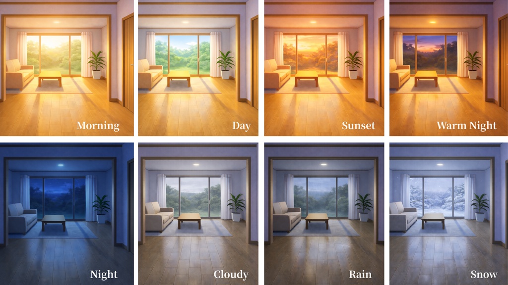 Anime Room Background Pack (8 Variations) | 4K VTuber / Streaming / Game Background