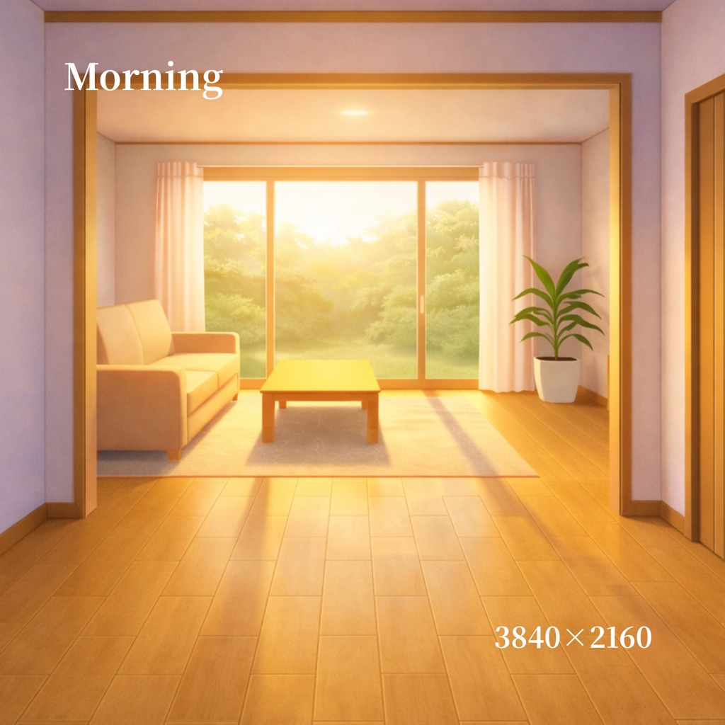 【選べる全8種】廊下とリビング背景素材セット ‐光が繋ぐ日常の動線‐