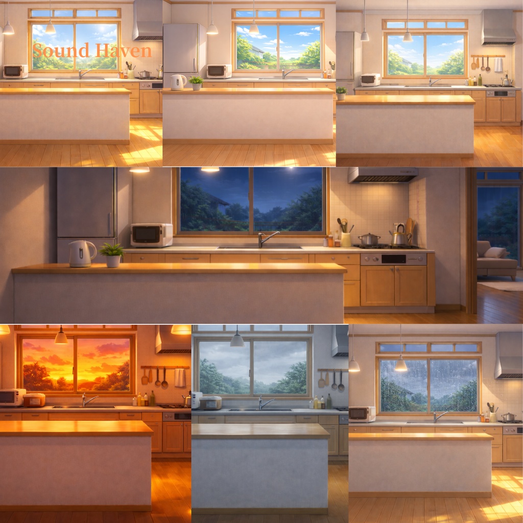 【選べる全7種】日本のキッチン背景素材セット ‐暮らしを彩る温かな台所‐