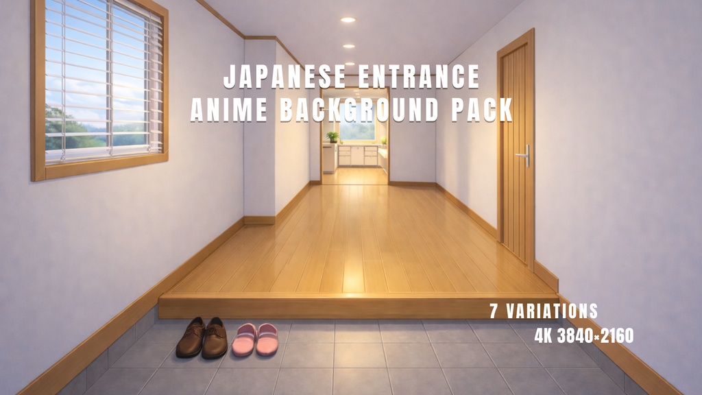 Japanese Entrance / Genkan To Hallway – Anime Background Pack | 7 Variations | 4K 3840×2160 | VTuber配信背景