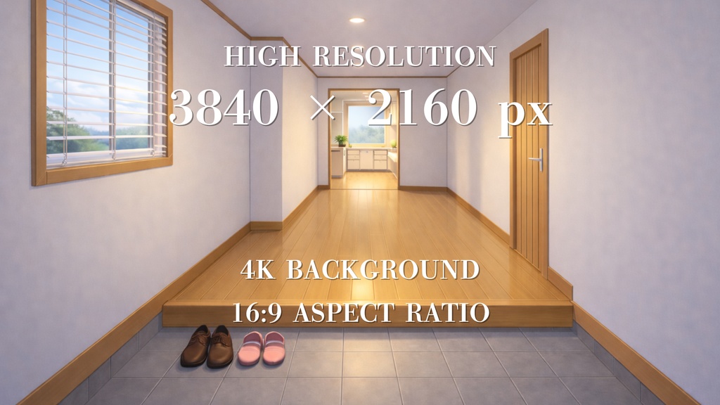 Japanese Entrance / Genkan To Hallway – Anime Background Pack | 7 Variations | 4K 3840×2160 | VTuber配信背景