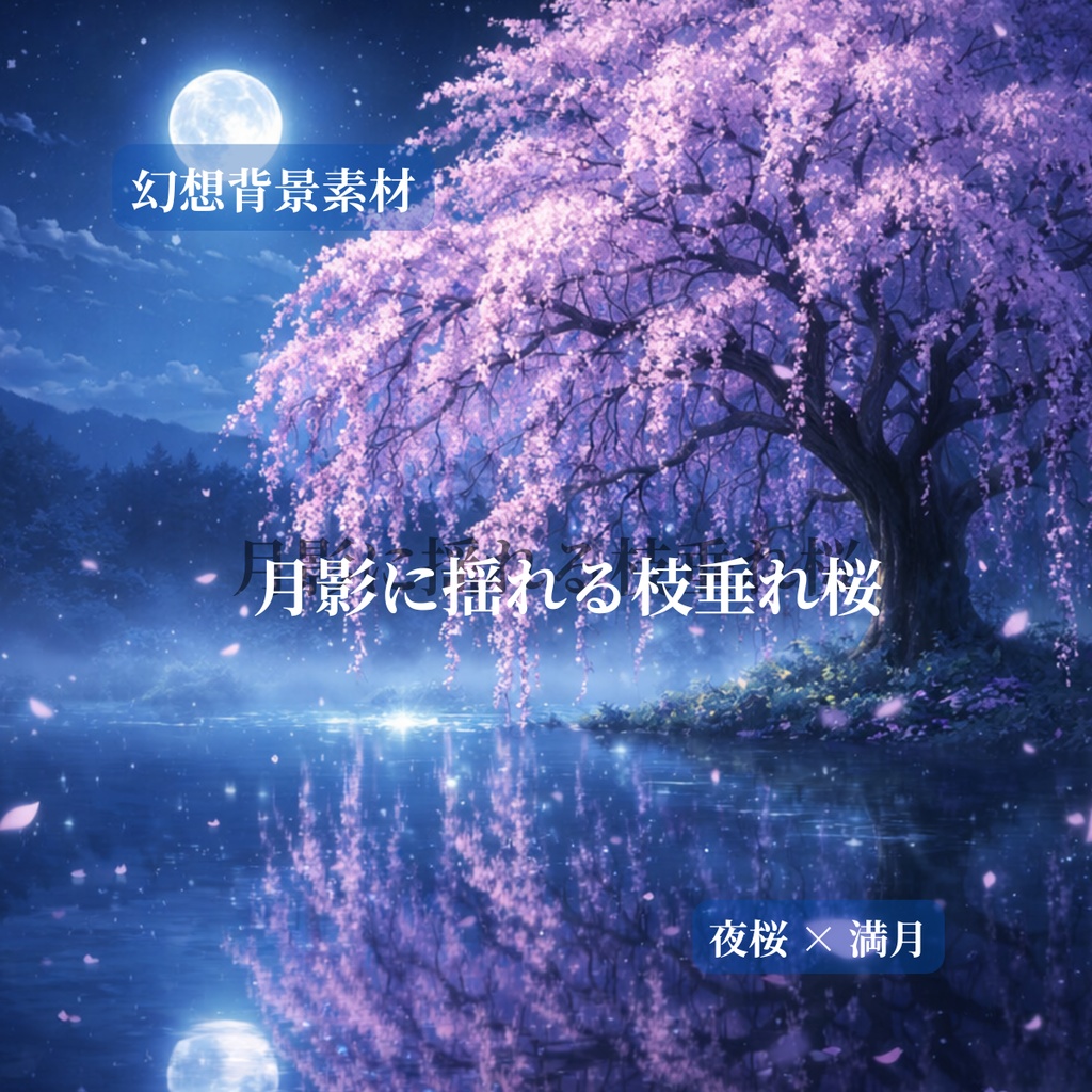 月影に揺れる枝垂れ桜