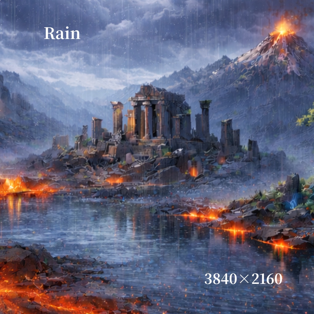 【選べる全8種】遺跡と移ろう空背景素材セット ‐刻まれる歴史と光の叙事詩‐