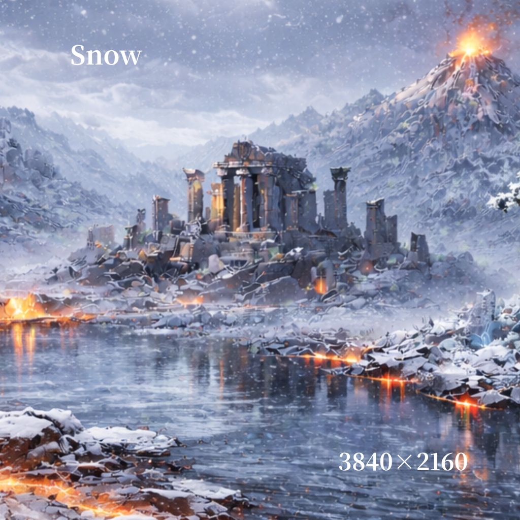 【選べる全8種】遺跡と移ろう空背景素材セット ‐刻まれる歴史と光の叙事詩‐