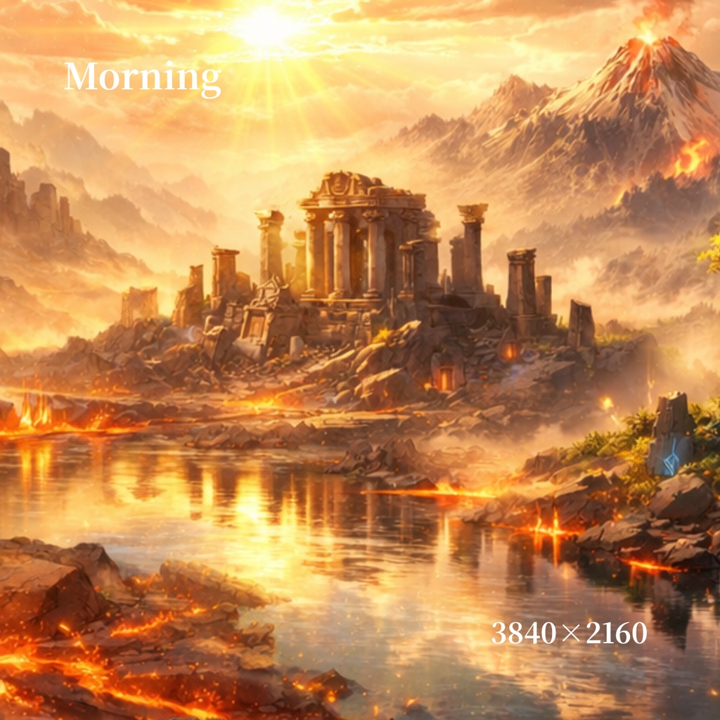 【選べる全8種】遺跡と移ろう空背景素材セット ‐刻まれる歴史と光の叙事詩‐