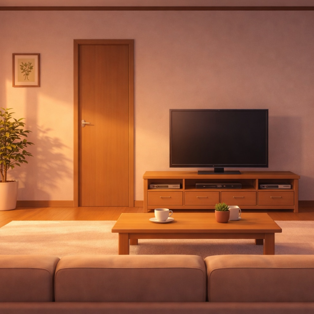 【全天候・全時間対応】リビング背景:ソファからの特等席(7バリエーション)(全7種セット)