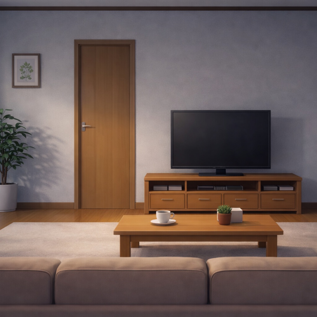 【全天候・全時間対応】リビング背景:ソファからの特等席(7バリエーション)(全7種セット)