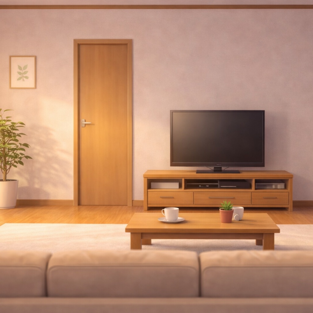 【全天候・全時間対応】リビング背景:ソファからの特等席(7バリエーション)(全7種セット)