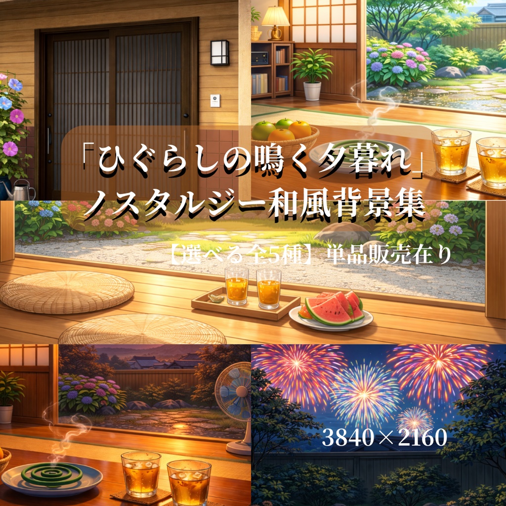 「ひぐらしの鳴く夕暮れ」ノスタルジー和風背景集