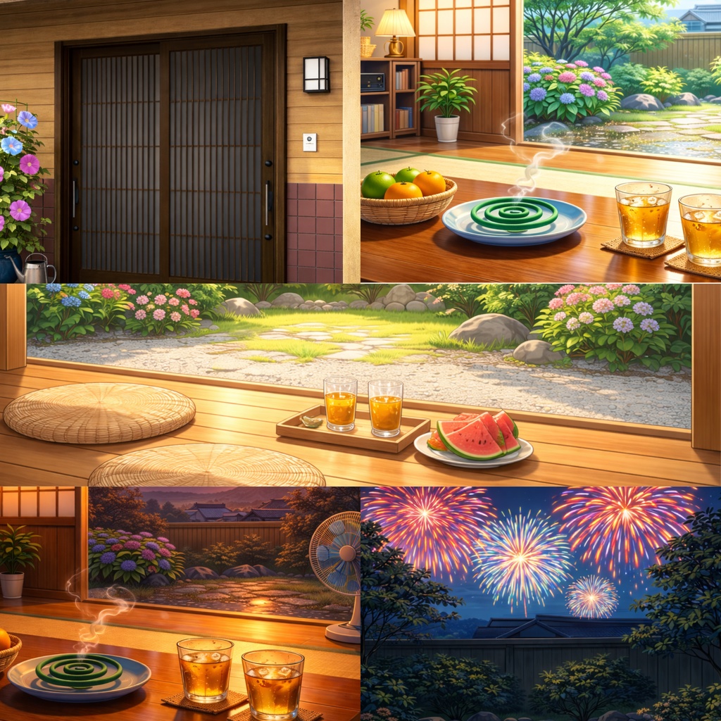 「ひぐらしの鳴く夕暮れ」ノスタルジー和風背景集