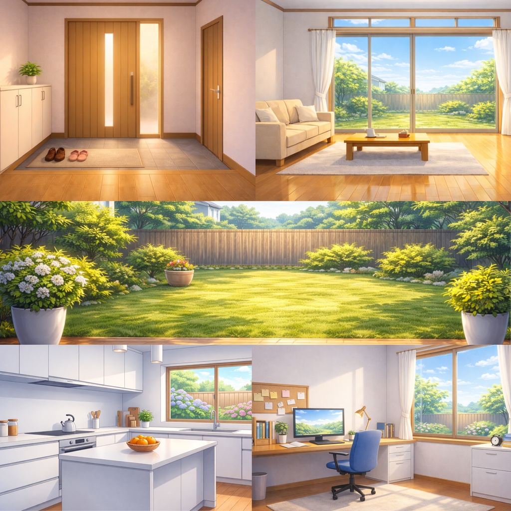 「光射すモダンハウス。‐緑と風のプライベートガーデン5枚セット⁻」