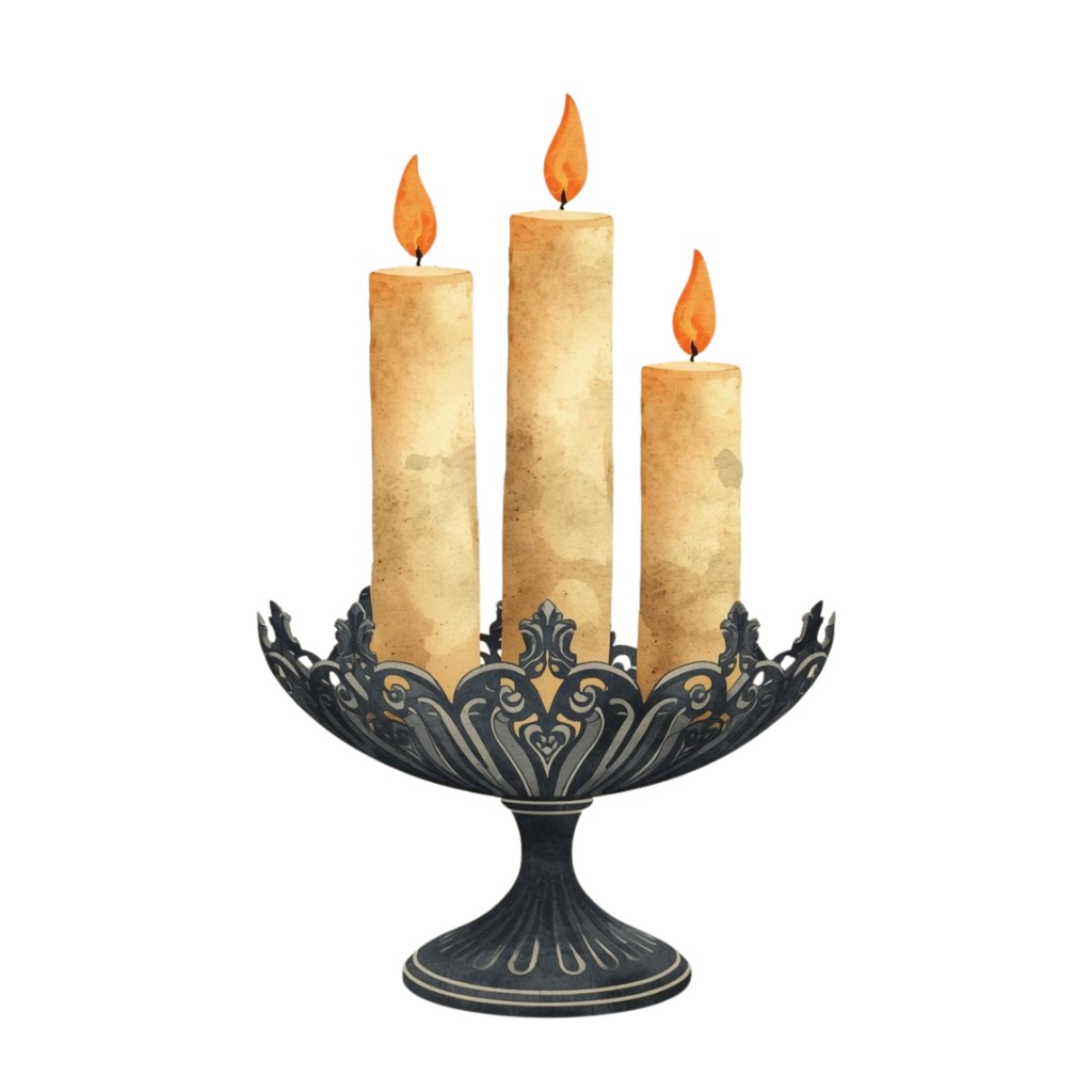 水彩レトロ ハロウィンクリップアートセット PNG | ゴースト・かぼちゃ・キャンディ・スパイダーなど全12種類