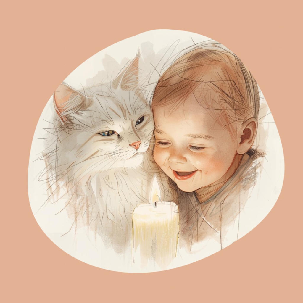 Gentle Christmas ─ 白猫と赤ちゃんの水彩アート素材集(7PNG)