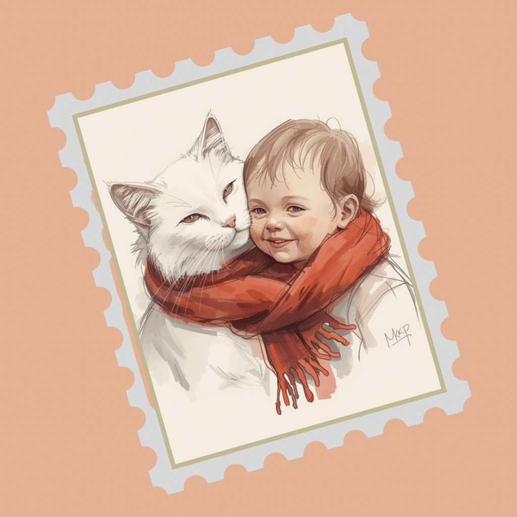 Gentle Christmas ─ 白猫と赤ちゃんの水彩アート素材集(7PNG)