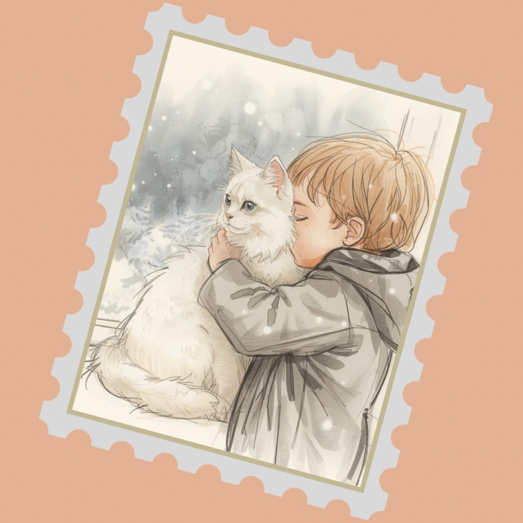 Gentle Christmas ─ 白猫と赤ちゃんの水彩アート素材集(7PNG)