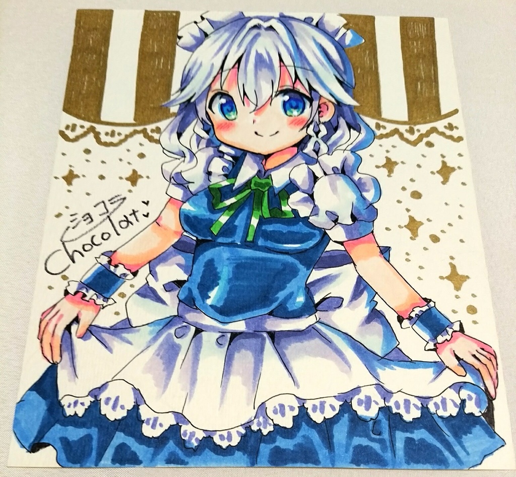 十六夜咲夜 直筆イラスト 原画 東方 ももいろピアノwebshop Booth