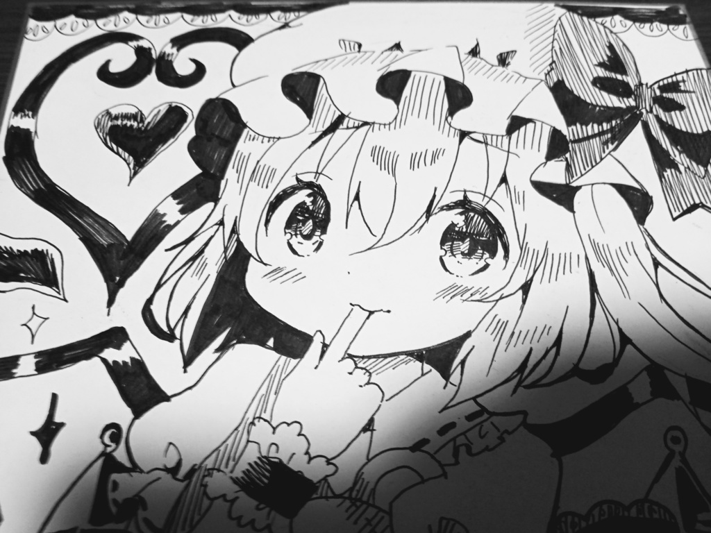 東方 フランドール・スカーレット 直筆モノクロ色紙 - ももいろ