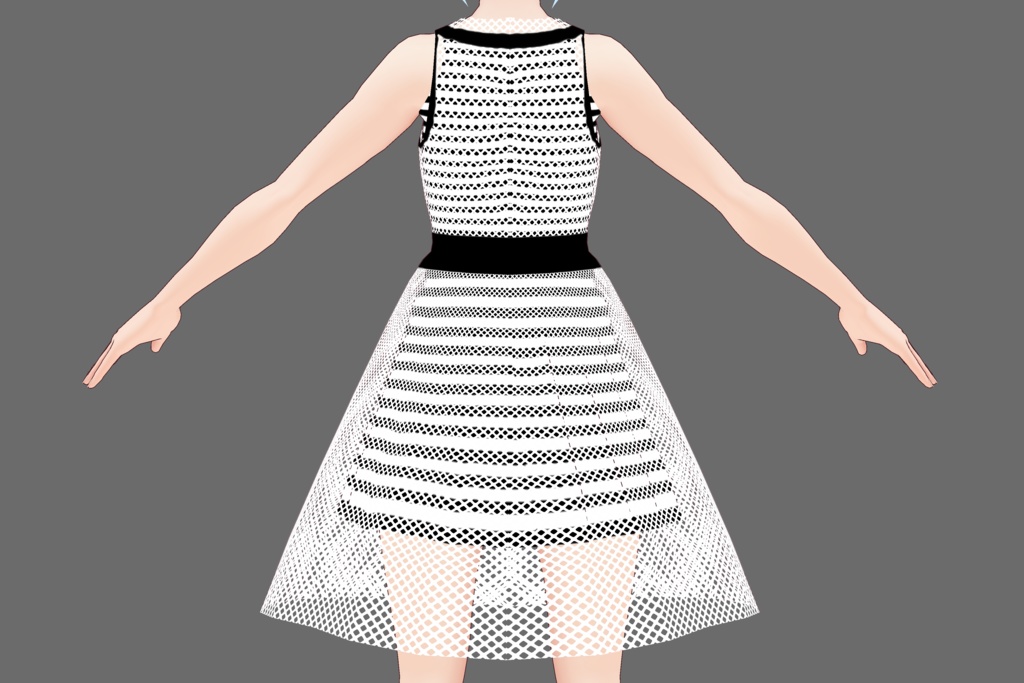 VRoid衣装テクスチャ シースルードレスセット白&黒(ワンピース用)