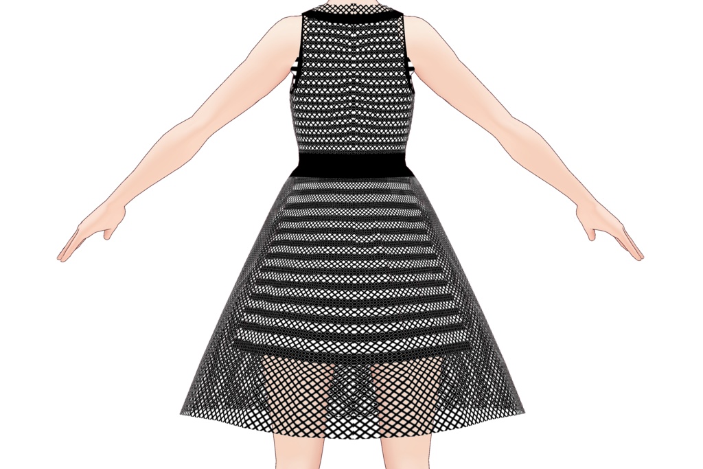 VRoid衣装テクスチャ シースルードレスセット白&黒(ワンピース用)