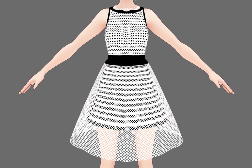 VRoid衣装テクスチャ シースルードレスセット白&黒(ワンピース用)