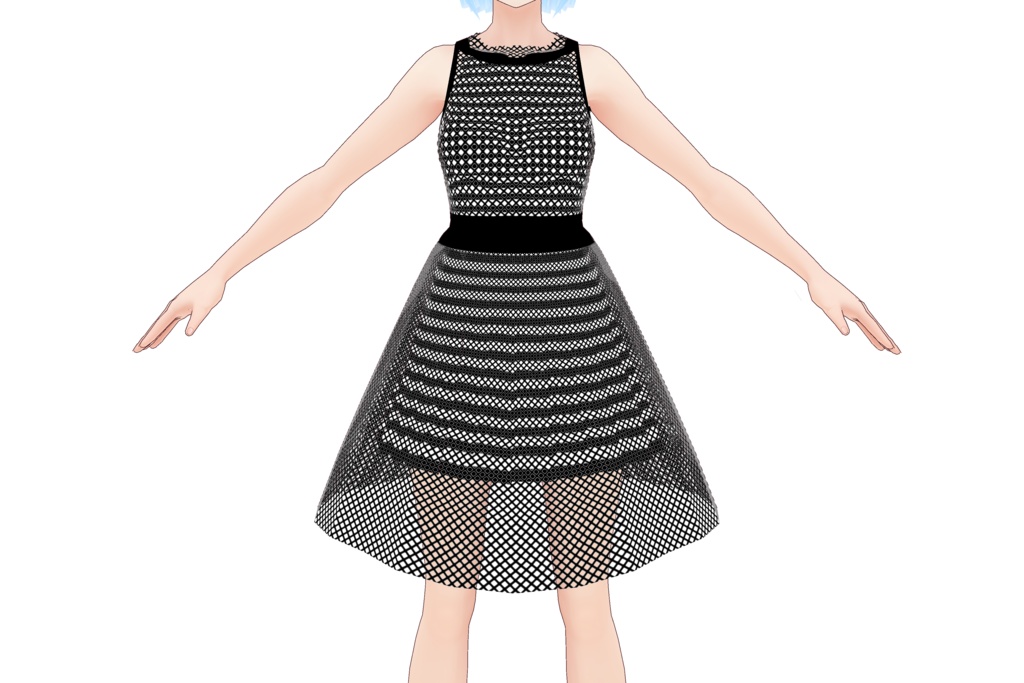 VRoid衣装テクスチャ シースルードレスセット白&黒(ワンピース用)