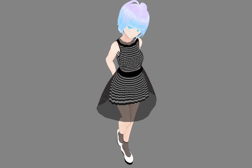 VRoid衣装テクスチャ シースルードレスセット白&黒(ワンピース用)