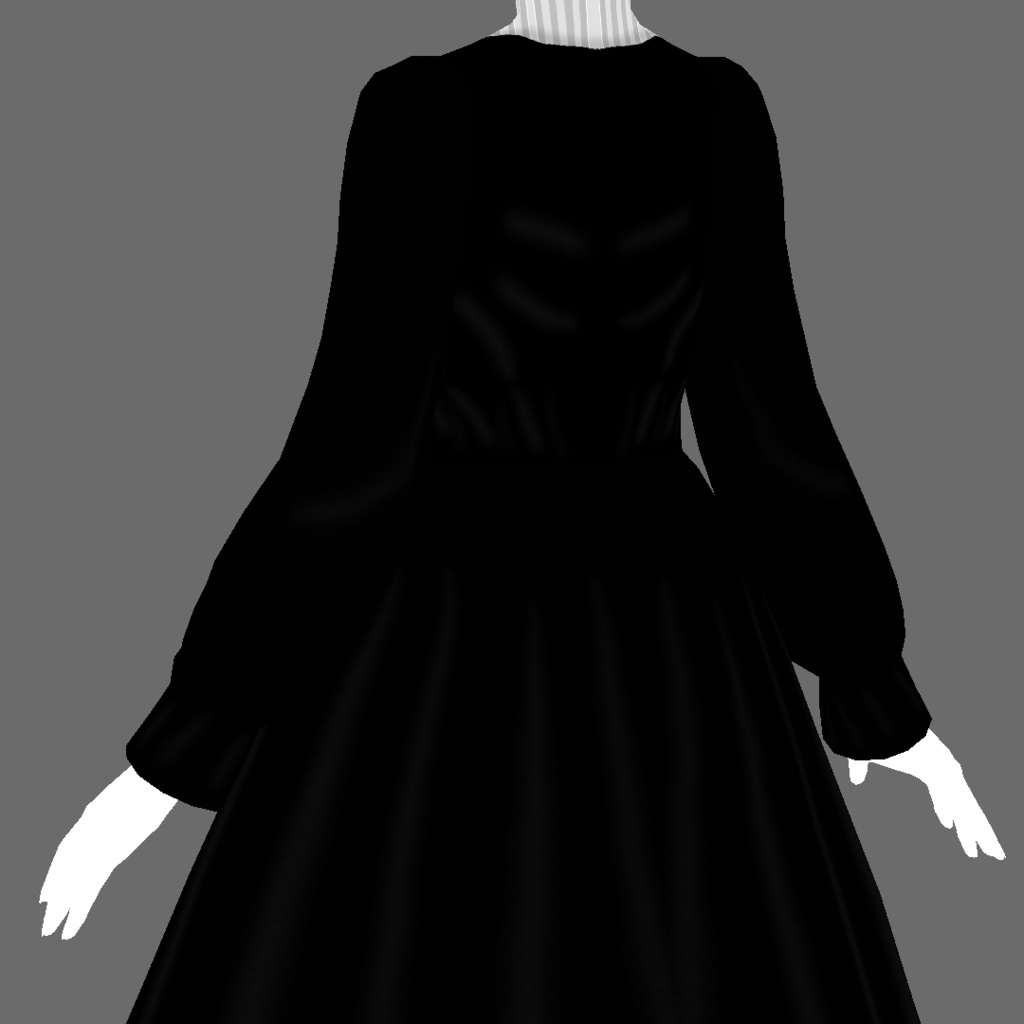 VRoid衣装テクスチャ モノクロワンピースセット(ワンピ&ワンピ用靴&白手袋ソックス)