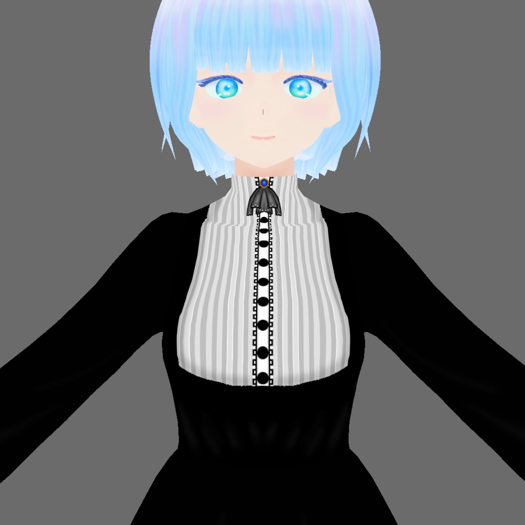 VRoid衣装テクスチャ モノクロワンピース推奨襟飾り3種