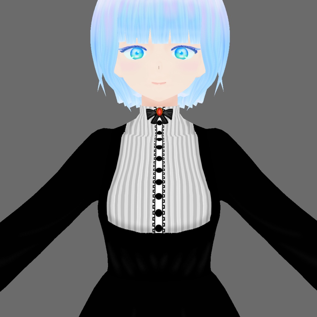 VRoid衣装テクスチャ モノクロワンピース推奨襟飾り3種